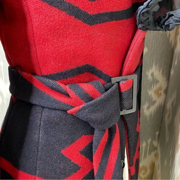 Ralph Lauren Fall 2008 Red & Black Southwestern Wool Beacon Blanket Jacket - Picture 10 of 16